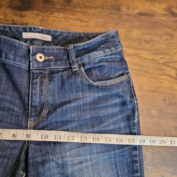 Chico's Jeans Womens 00 R = 2 Skinny Mid Rise Medium Dark Wash Stretch Denim - Picture 6 of 10